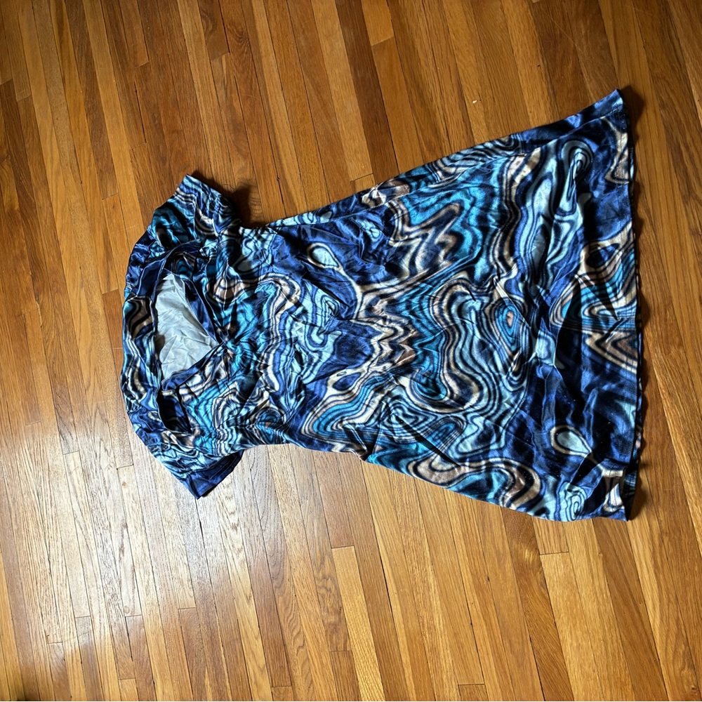 Y2K mall rat Blue and Brown Swirl Midi Dress